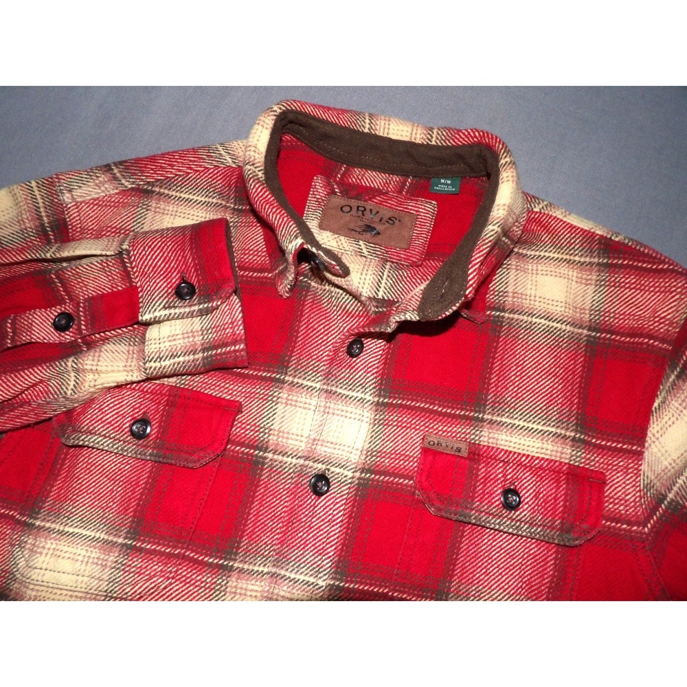 ORVIS Long Sleeved Button Up Heavy Flannel Button Up Shirt Men's Medium